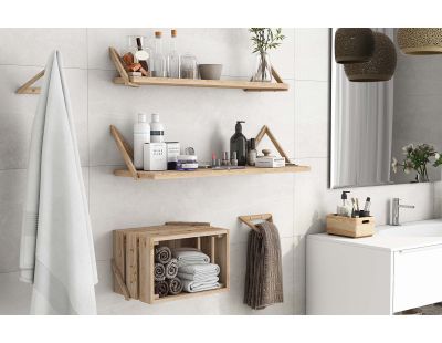 Etagère tablette murale en pin brut (90 x 25 cm)