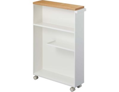 Etagère de toilette sur roulettes métal et bois  Slim (Blanc)