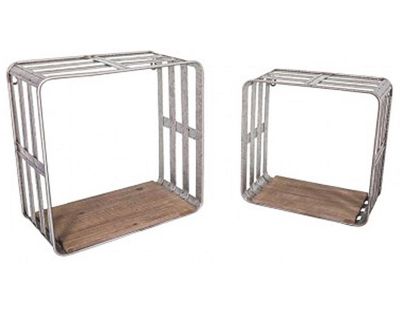 Etagères cagettes fer et bois (Lot de 2)