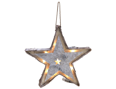 Etoile en bouleau blanchi avec led