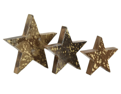 Étoiles à poser en bois et peau de vache