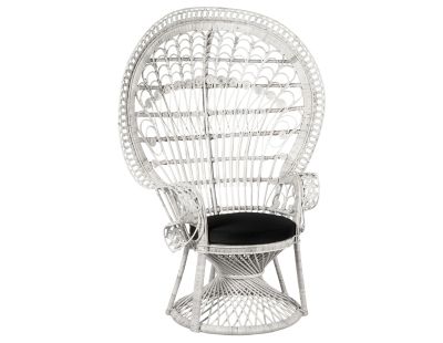 Fauteuil Emmanuelle en rotin Paon (Blanc et noir)
