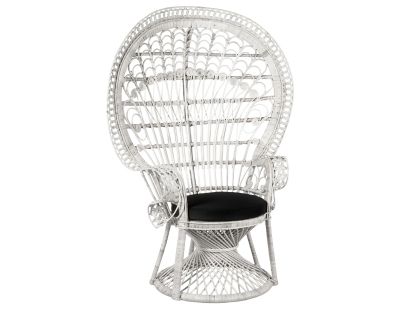 Fauteuil Emmanuelle en rotin blanc (Blanc et noir)