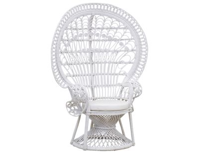 Fauteuil Emmanuelle artisanal en rotin (Rotin laqué blanc)