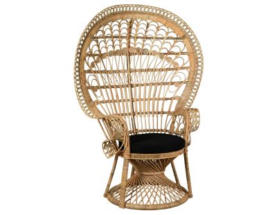 Fauteuil Emmanuelle en rotin Paon (Naturel et noir)