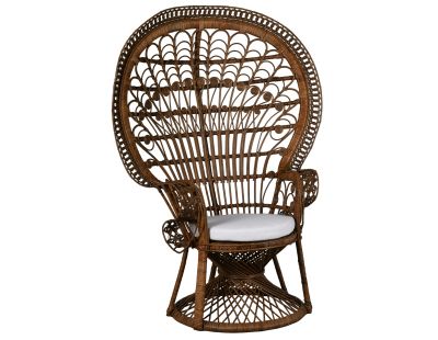 Fauteuil Emmanuelle en rotin Paon (Marron et blanc)