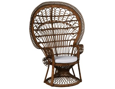 Fauteuil Emmanuelle en rotin teinté marron (Marron et blanc)