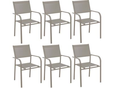 Fauteuil en aluminium Duca (Lot de 6) (Crème)