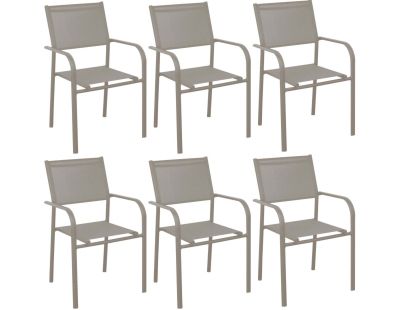 Fauteuil en aluminium Duca (Lot de 6) (Crème)