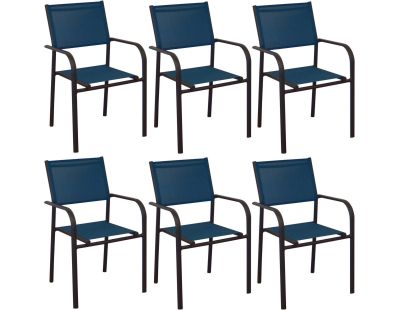 Fauteuil en aluminium Duca (Lot de 6) (Graphite et bleu)