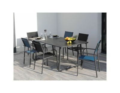 Fauteuil en aluminium Duca (Lot de 6) (Graphite et bleu)