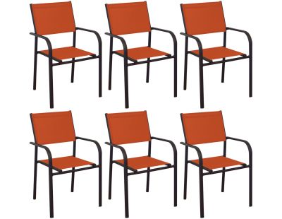 Fauteuil en aluminium Duca (Lot de 6) (Graphite et paprika)