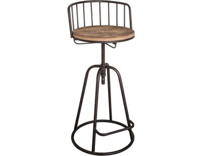 Fauteuil de bar avec dossier en fer et bois