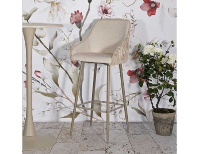 Fauteuil de bar en tissu et métal Alaska (Lot de 2) (Crème)