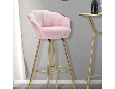 Fauteuil de bar en tissu et métal Vienna (Rose)