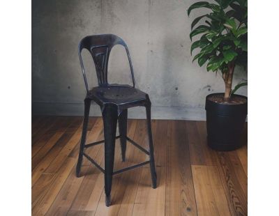 Fauteuil de bar vintage en métal (Noir antique)