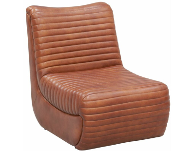 Fauteuil bas en cuir de buffle marron