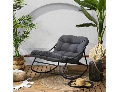 Fauteuil à bascule en métal Tenerife (Beige)