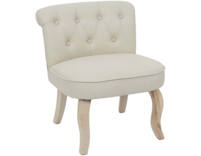 Fauteuil en bois et tissu Eleonore (Beige)