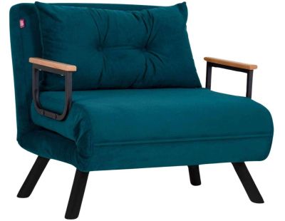 Fauteuil convertible en tissu Sando (Bleu pétrole)