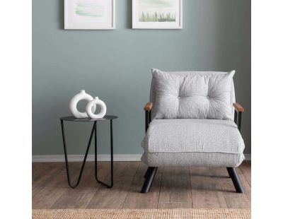 Fauteuil convertible en tissu effet bouclette Sando (Gris)