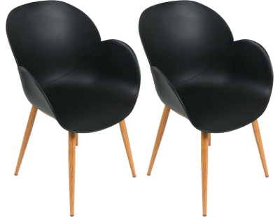 Fauteuil coque en polypropylène Oscar (Lot de 2) (Noir)