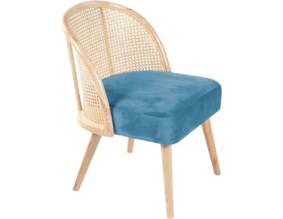 Fauteuil cosy effet velours Gaspard (Bleu Canard)