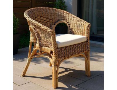 Fauteuil avec coussin en moelle de rotin Galep (Avec coussin)