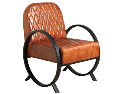 Fauteuil en cuir de buffle véritable et métal