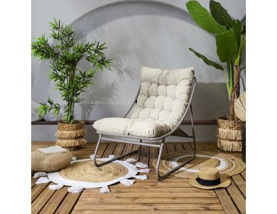 Fauteuil détente de jardin en métal Dolce vita (Beige)