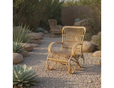 Fauteuil détente en manau et moelle de rotin naturelle