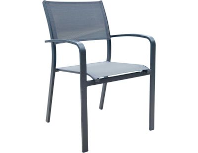 Fauteuil empilable en aluminium et textilène Milos (Anthracite)