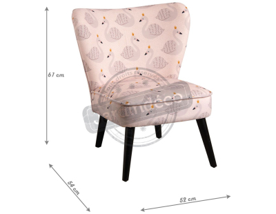 Fauteuil enfant en coton et bois Cygne rose