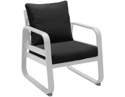 Fauteuil extérieur lounge en aluminium Tonio (Blanc)