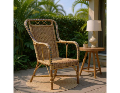 Fauteuil haut en manau et rotin Medan