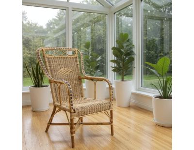 Fauteuil haut en manau et rotin Medan