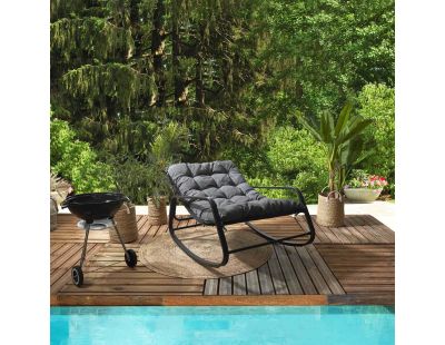 Fauteuil de jardin à bascule en métal Miamii (Gris noir)