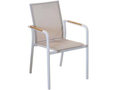 Fauteuil de jardin empilable en aluminium Aroha (Blanc)
