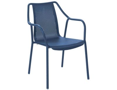 Fauteuil de jardin empilable en aluminium Bari (Bleu)