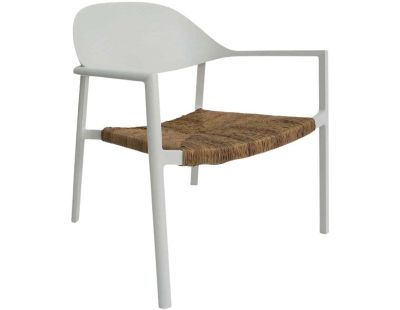 Fauteuil de jardin lounge en aluminium et résine Bage (Blanc, beige)