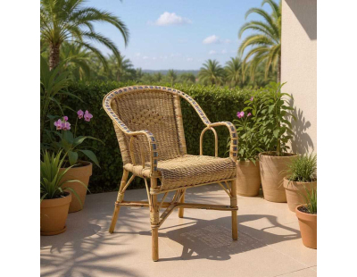 Fauteuil en manau et rotin Victor