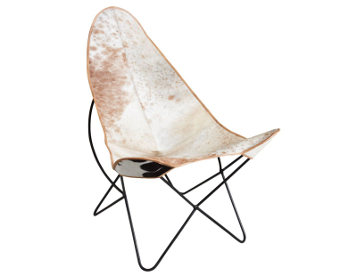 Fauteuil en métal et peau de vache