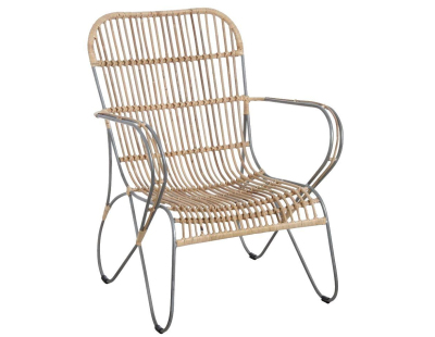 Fauteuil en métal et rotin naturel
