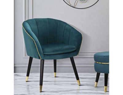 Fauteuil en métal et tissu Paris (Bleu - doré et noir)