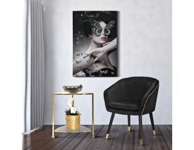 Fauteuil en métal et tissu Paris (Noir et doré)