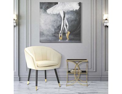 Fauteuil en métal et tissu Paris (Crème et doré)
