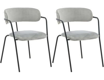 Fauteuil en métal et velours Arrow (Lot de 2) (Gris)