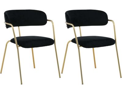 Fauteuil en métal et velours Arrow (Lot de 2) (Noir et cuivré)