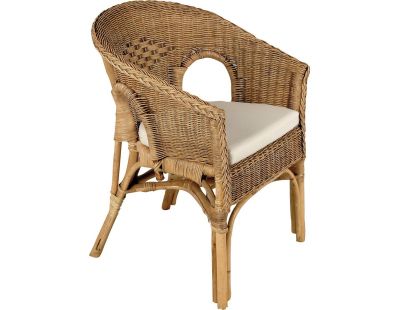 Fauteuil avec coussin en moelle de rotin Galep