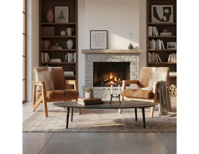 Fauteuil en peau de chèvre marron